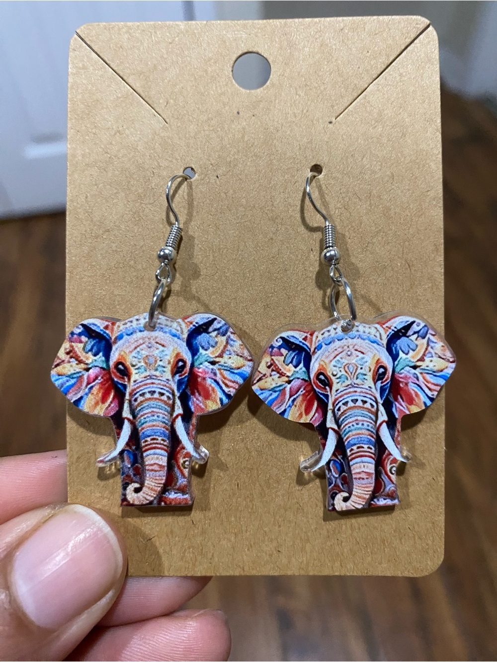 Colorful Elephant Dangle Earrings - Multicolor